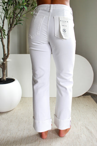Reese Front Seam Straight Leg • White