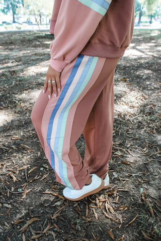 Up Next Color Tape Pant Set • Mauve