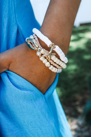Sandy Shores Bracelet Set • Natural/White
