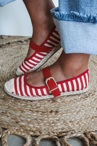 Madeline Espadrille Ballet Flat • Red Stripe