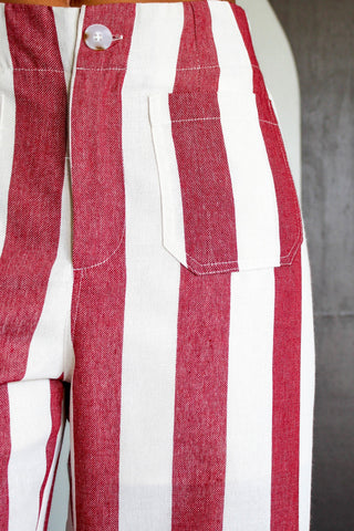 Cabo Striped Pants • Cream/Red