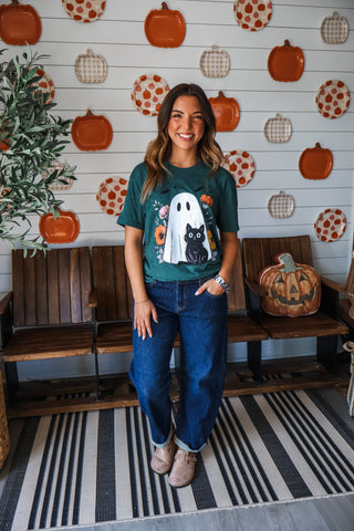 Purr-fectly Spooky Graphic Tee • Heather Green