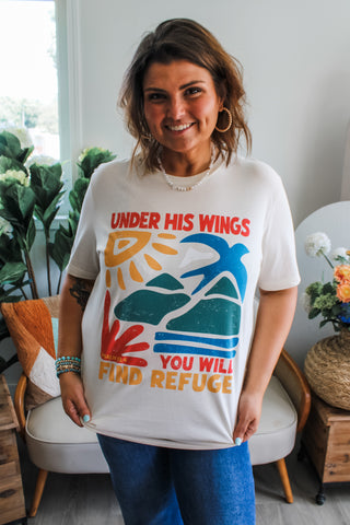 Under His Wings You Will Find Refuge Graphic Tee • Cream