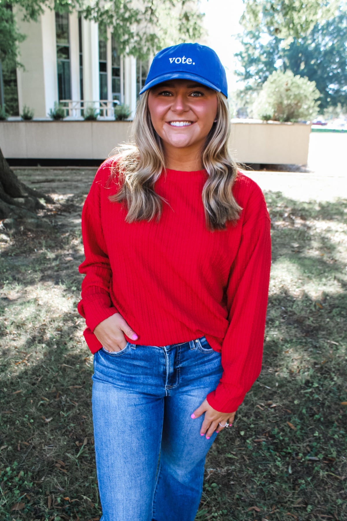 Jamie Textured Top • Cherry Red