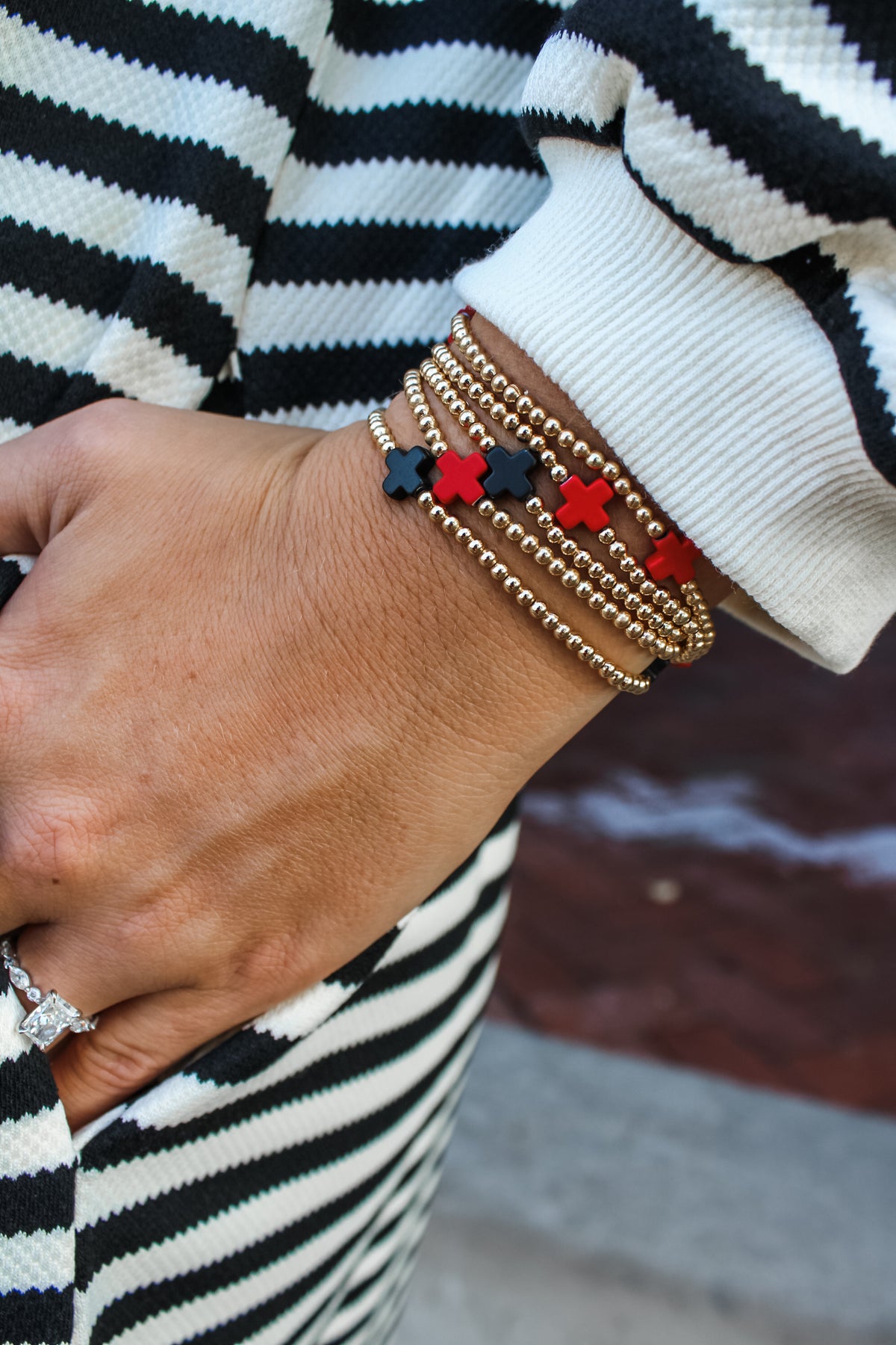 Christmas Blessings Cross Bracelet Set • Red/Black