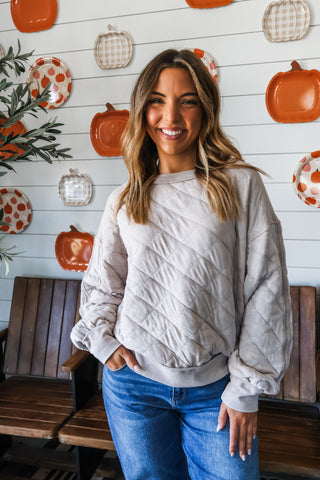 Brooklyn Quilted Pullover • Taupe