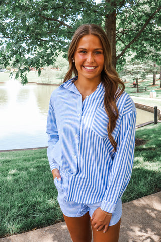 Summer Sale 37 • Blue Striped Short Set - FINAL SALE