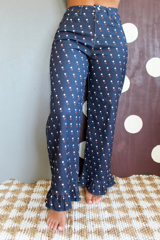 The Piper Dot Denim Pants • Navy