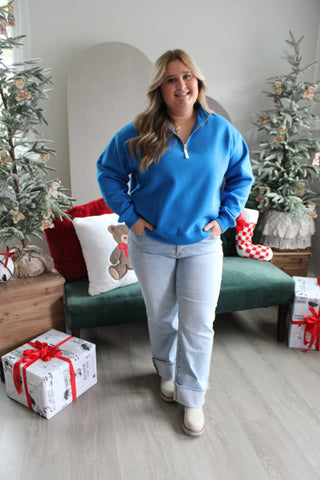 Hit The Slopes Half Zip • Ocean Blue - PLUS