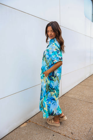 Paradise Found Printed Midi • Blue Mix