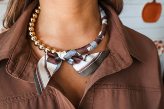 Ball Bead Scarf Necklace • Brown Mix
