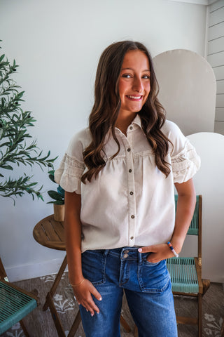 Isabelle Linen Blouse • Oatmeal