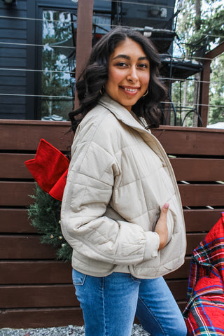 Fireside Feels Quilted Jacket • Khaki