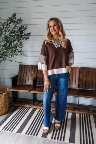 Cider Stripes Polo Knit • Espresso