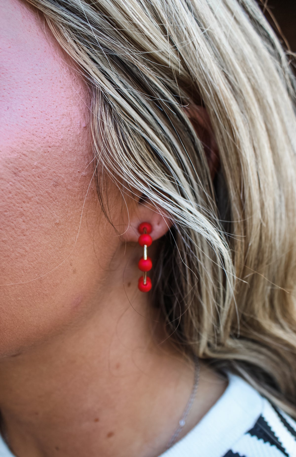 Christmas Cheer Hoop Earrings • Red