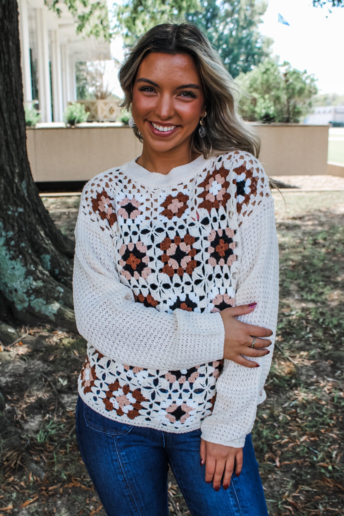 Home Sweet Home Crochet Sweater • Cream