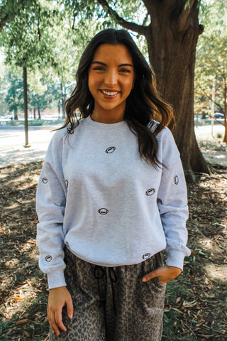 Touchdown Season Embroidered Pullover • Ash Grey - FINAL SALE
