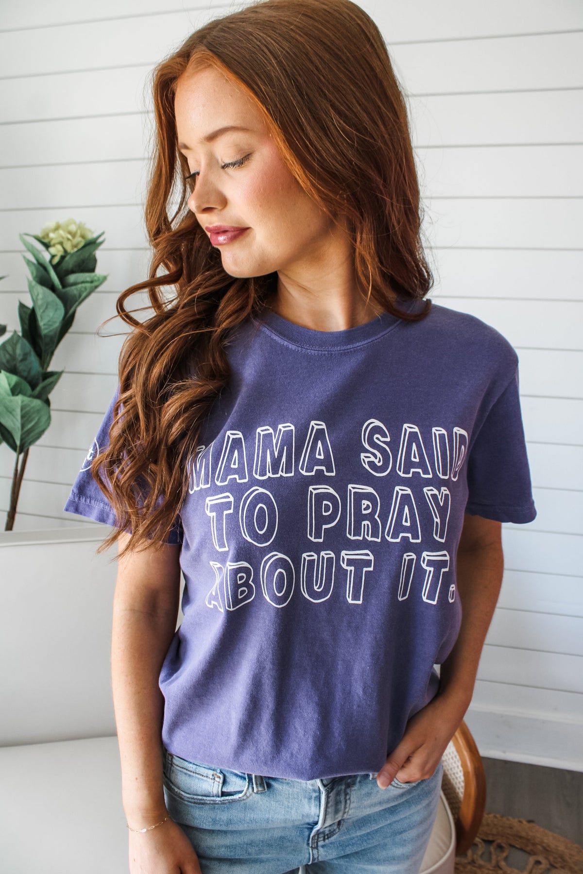 Mama Said To Pray About It Graphic Tee • Purple