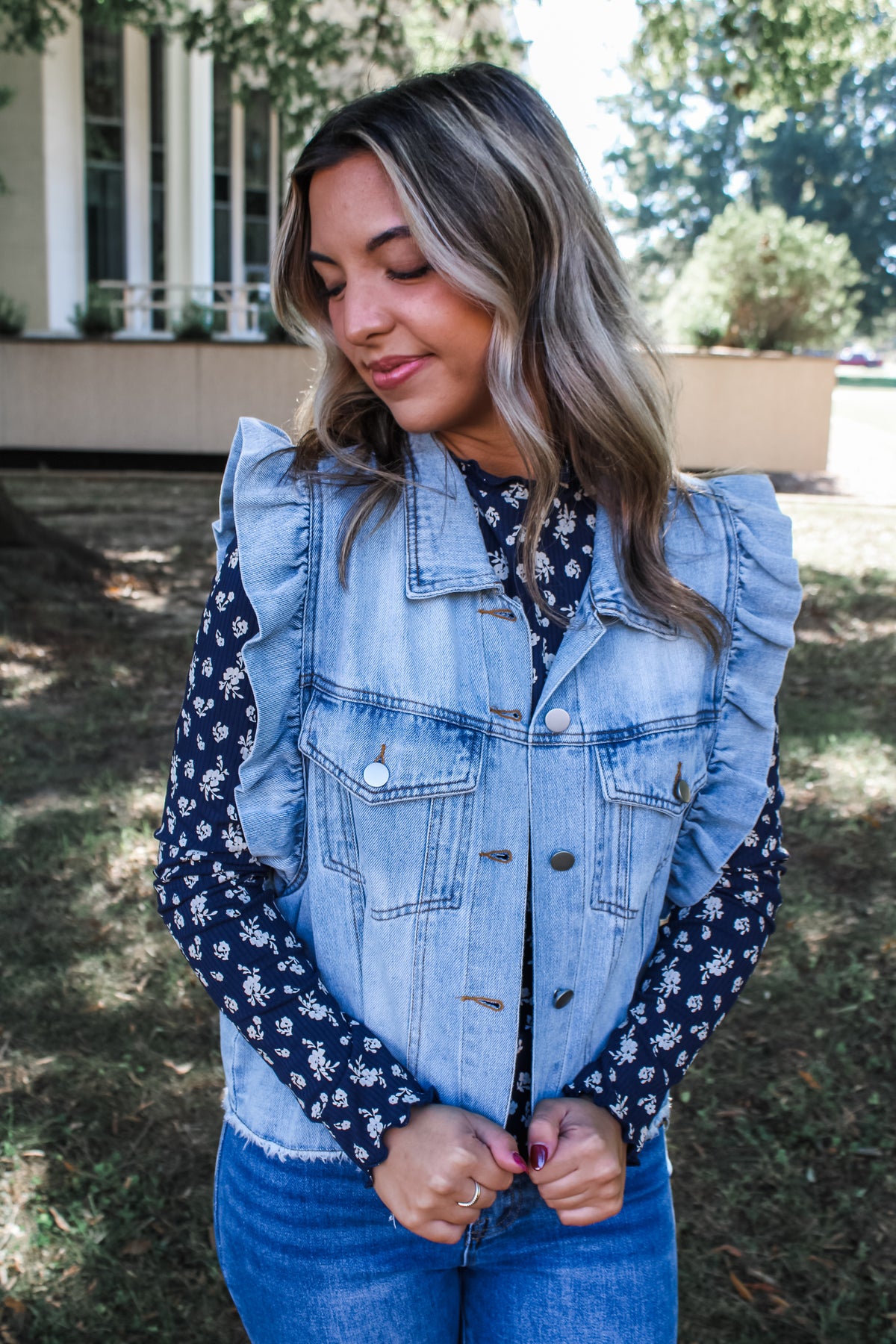 Blue Jean Baby Ruffle Vest • Light Wash