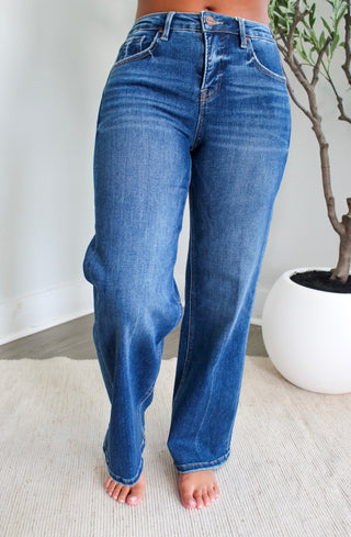 Angie Relaxed Straight Leg | Tummy Control • Dark Wash
