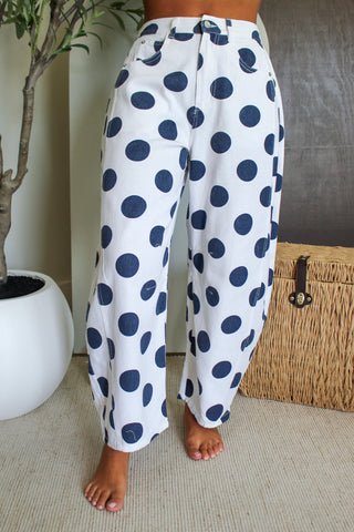 Dolly Polka Dot Barrel Leg • Navy