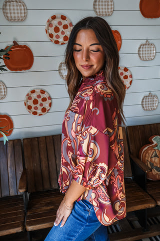 Fall Fever Satin Shirt • Wine