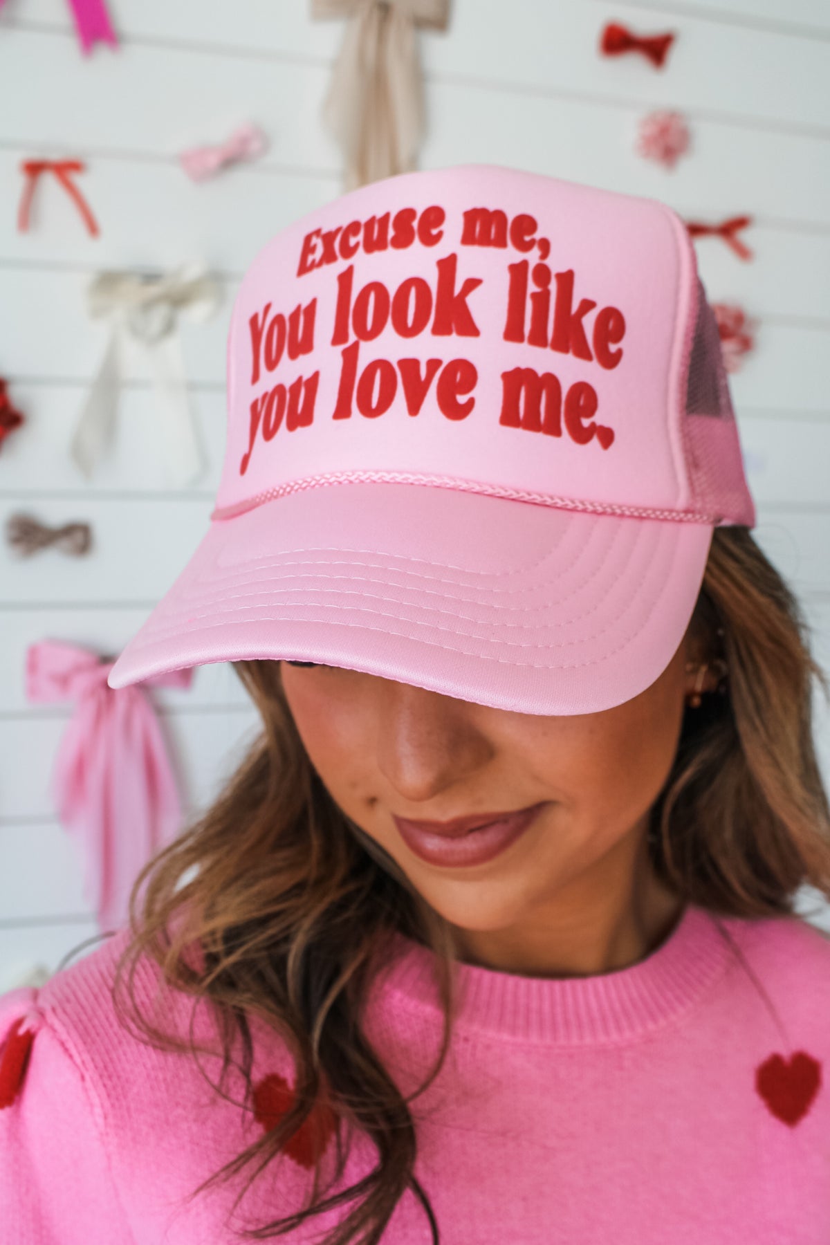 You Look Like You Love Me Trucker Hat • Pink