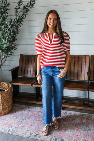 The finish line• red stripe top