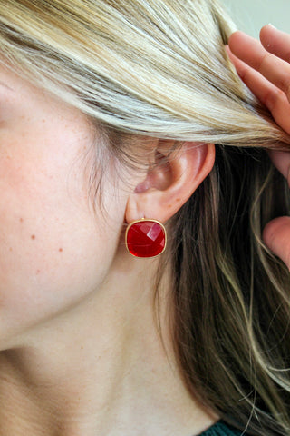 Rockin’ Red Holiday Earrings • Gold