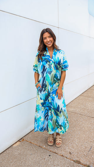 Paradise Found Printed Midi • Blue Mix