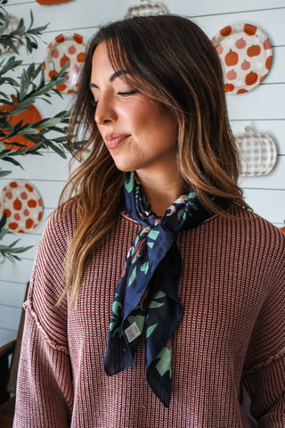 Late Blooms Silk Scarf • Midnight