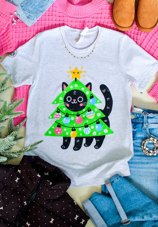Merry Catmas Graphic Tee • Ash Grey