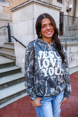 Jesus Loves You Hoodie • Grey Camo