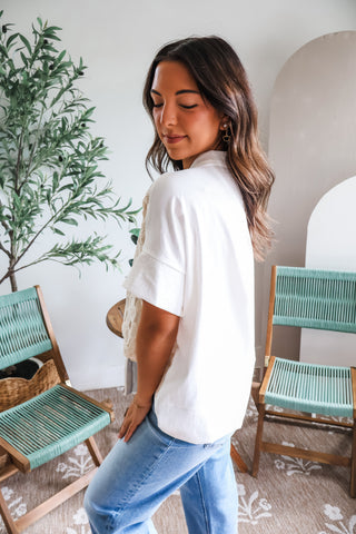 Elegant Escape Crochet Shirt • White/Cream
