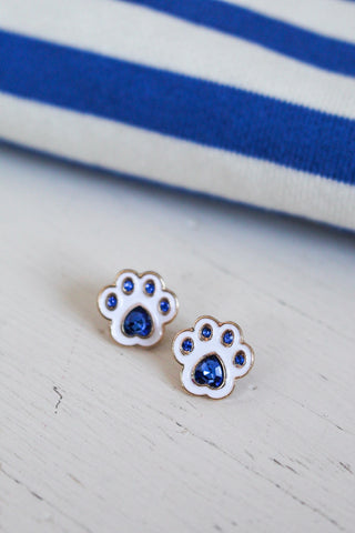 Go Wildcats Enamel Earrings • White/Blue