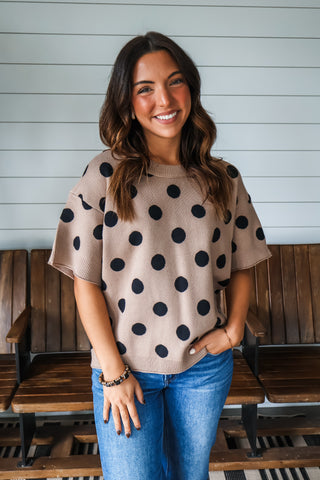 Pattern Play Dotted Sweater • Mocha