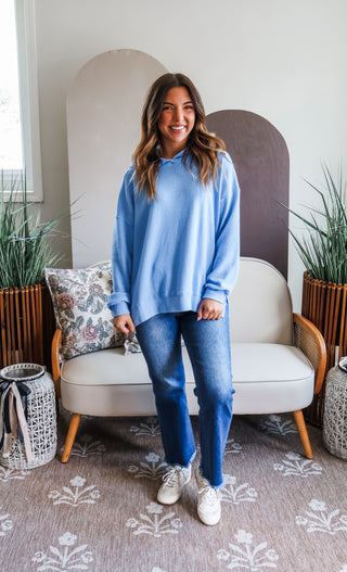 Happy Camper Pullover • Blue