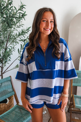Press Play Short Set • Navy Stripe