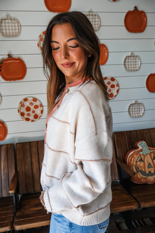 All Things Cozy Striped Cardigan • Oatmeal