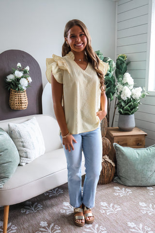 Refined Ruffles Textured Top • Yellow - FINAL SALE