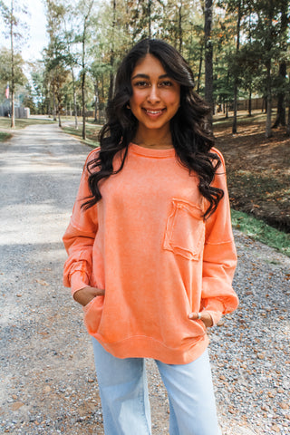 Double The Fun Pocket Pullover • Orange Crush