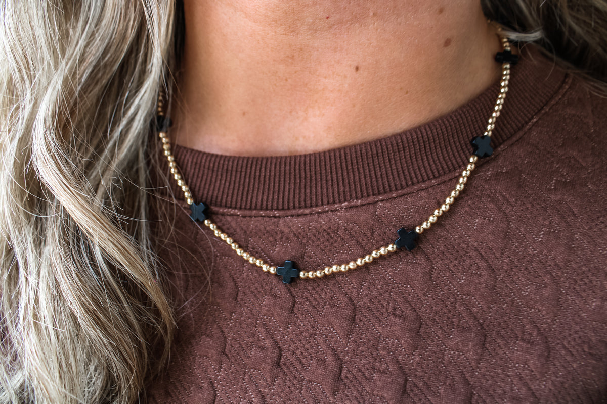 Crossing Paths Necklace • Black