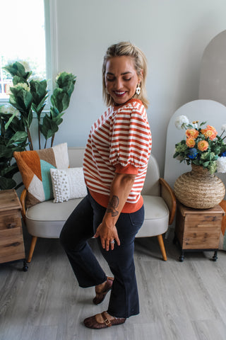Always By My Side Striped Top • Burnt Orange - FINAL SALE