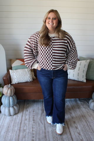 Main Character Checker Stripe • Chocolate - PLUS - FINAL SALE