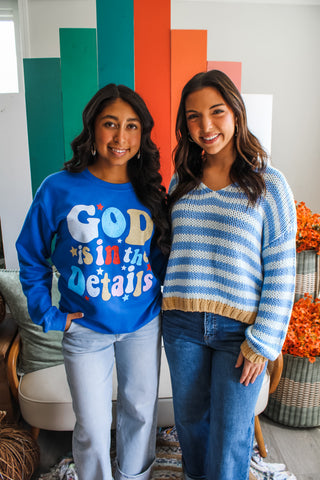 God Is In The Details Graphic Sweatshirt • Blue