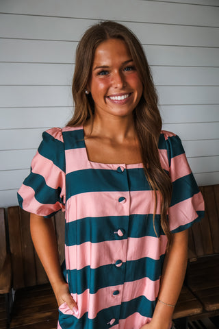 Soirée Season Striped Mini • Pink/Teal