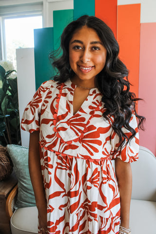 Fall Foliage Ruffle Midi • Rust - FINAL SALE