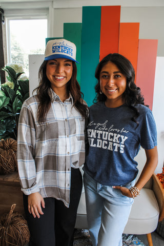 Just A Girl Who Loves Her Wildcats Graphic Tee • Heather Navy