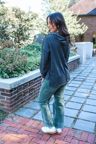 Plaid Cutie Hooded Pullover • Charcoal - FINAL SALE