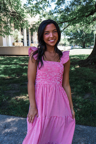 Summer Loving Gingham Maxi • Cherry Red